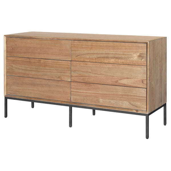 Hathaway Modern 6-Drawer Dresser in Newton Brown Finish – Solid Wood & Steel, Fully Assembled!
