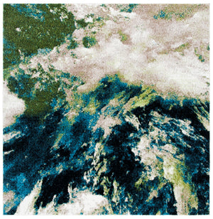 Glacier 123 Contemporary Power Loomed 100% Polypropylene Rug Navy / Green