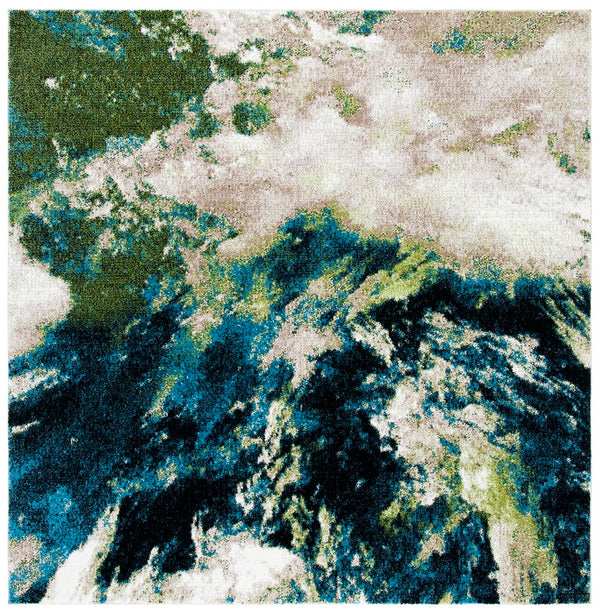 Glacier 123 Contemporary Power Loomed 100% Polypropylene Rug Navy / Green