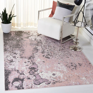Glacier 124 Contemporary Power Loomed 100% Polypropylene Rug Pink / Grey