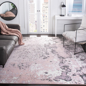Glacier 124 Contemporary Power Loomed 100% Polypropylene Rug Pink / Grey