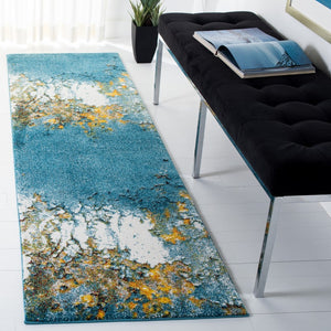 Glacier 125 Contemporary Power Loomed 100% Polypropylene Rug Blue / Gold