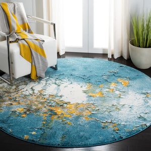 Glacier 125 Contemporary Power Loomed 100% Polypropylene Rug Blue / Gold