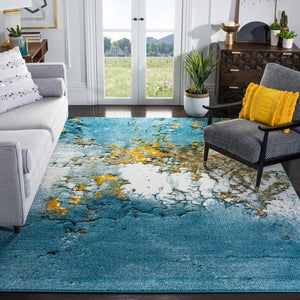 Glacier 125 Contemporary Power Loomed 100% Polypropylene Rug Blue / Gold