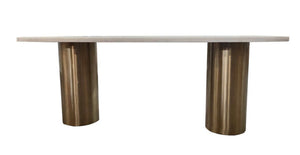 VIG Furniture Modrest Rocky - Glam White Marble & Brush Gold Dining Table VGGMM-DT-1360A-DT
