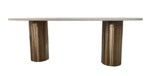 VIG Furniture Modrest Rocky - Glam White Marble & Brush Gold Dining Table VGGMM-DT-1360A-DT