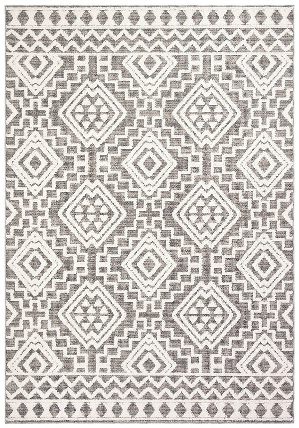 Global 800 Global 878 Indoor/Outdoor Power Loomed Polypropylene Pile Rug Grey / Ivory