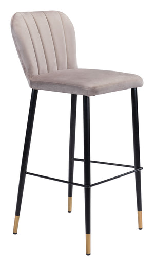 Zuo Modern Manchester 100% Polyester, Plywood, Steel Modern Commercial Grade Barstool Set - Set of 2 Gray, Black, Gold 100% Polyester, Plywood, Steel