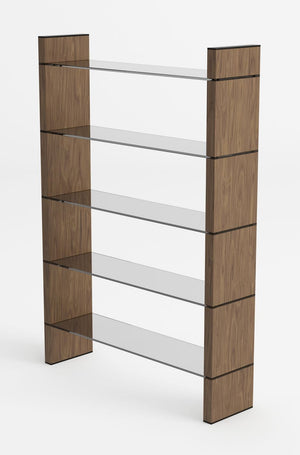 VIG Furniture Modrest Glencoe - Modern Walnut & Black Glass Bookshelf VGBBMQ2005SF-1