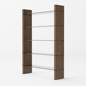 VIG Furniture Modrest Glencoe - Modern Walnut & Black Glass Bookshelf VGBBMQ2005SF-1