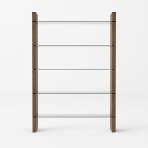 VIG Furniture Modrest Glencoe - Modern Walnut & Black Glass Bookshelf VGBBMQ2005SF-1