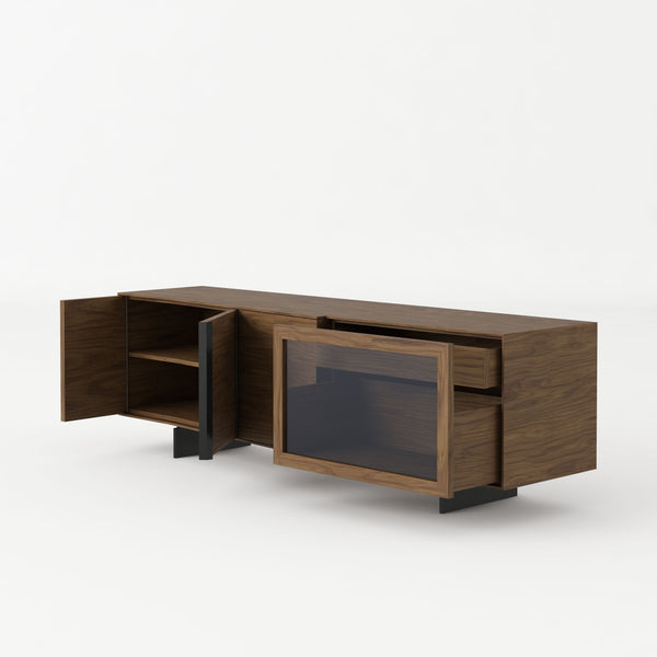 VIG Furniture Modrest Glencoe - Modern Walnut & Grey Glass Buffet VGBBMK2005SB-BUFF