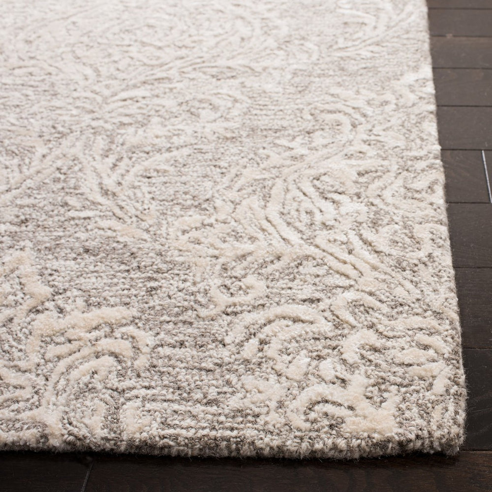 Glamour 118  Hand Tufted 25% Wool & 75% Viscose Rug Grey / Ivory