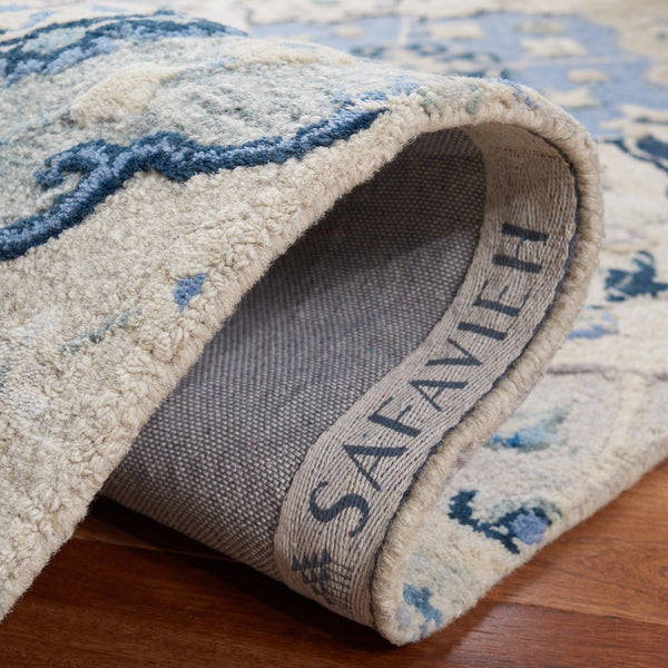 Glamour 622  Hand Tufted 100% Wool (Blended New Zealand Wool) Rug Beige / Blue