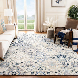 Glamour 622  Hand Tufted 100% Wool (Blended New Zealand Wool) Rug Beige / Blue