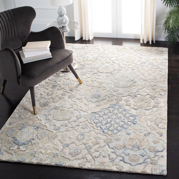 Glamour 622  Hand Tufted 100% Wool (Blended New Zealand Wool) Rug Grey / Blue