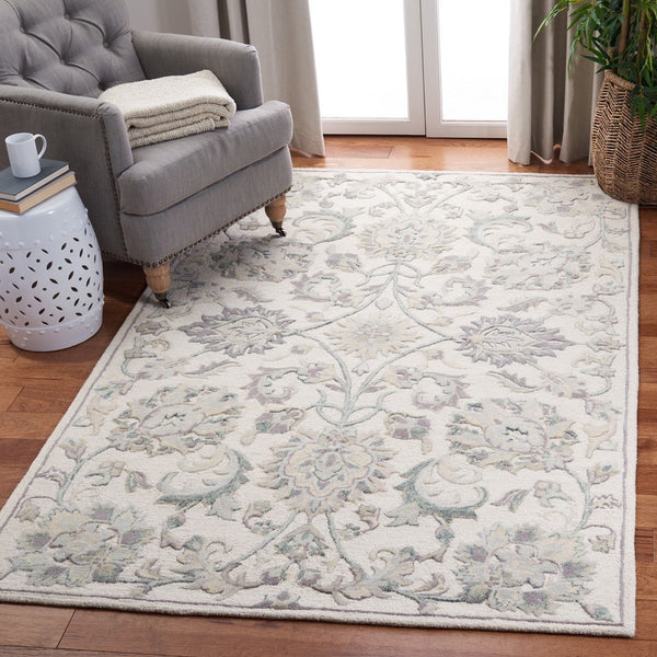 Glamour 624  Hand Tufted 100% Wool (Blended New Zealand Wool) Rug Ivory / Grey