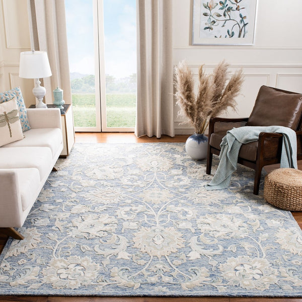 Glamour 624  Hand Tufted 100% Wool (Blended New Zealand Wool) Rug Blue / Beige