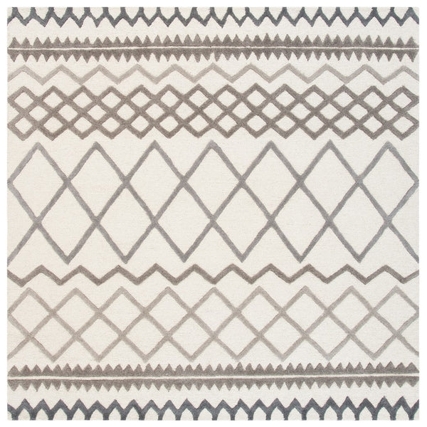 Glamour 634  Hand Tufted 100% New Zealand Wool Pile Rug Ivory / Grey