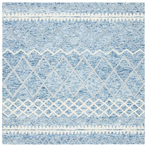 Glamour 634  Hand Tufted 100% New Zealand Wool Pile Rug Blue / Ivory