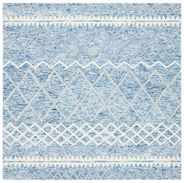 Glamour 634  Hand Tufted 100% New Zealand Wool Pile Rug Blue / Ivory