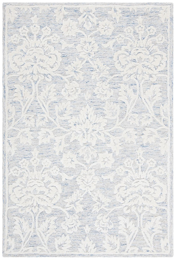 Glamour 651  Hand Tufted 100% Wool Pile Rug Blue / Ivory