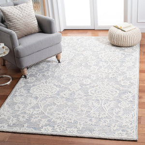 Glamour 651  Hand Tufted 100% Wool Pile Rug Blue / Ivory