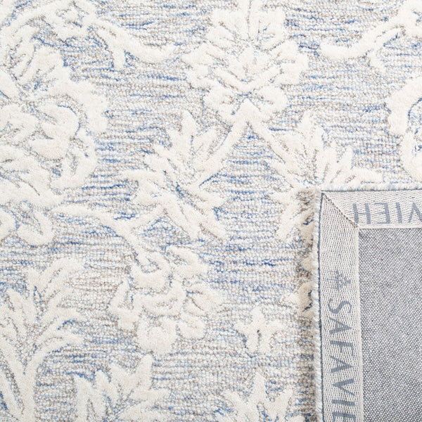Glamour 651  Hand Tufted 100% Wool Pile Rug Blue / Ivory