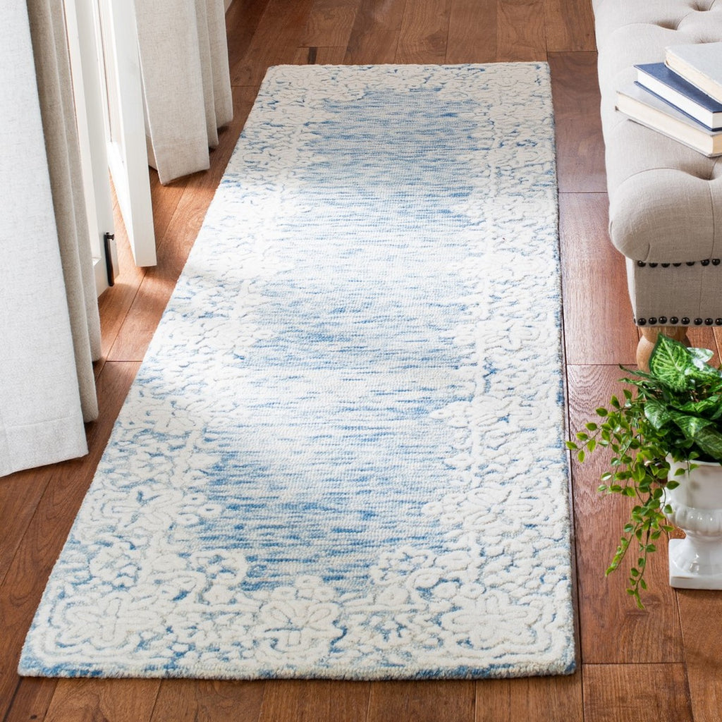 Glamour 658  Hand Tufted 100% Wool Pile Rug Blue / Ivory