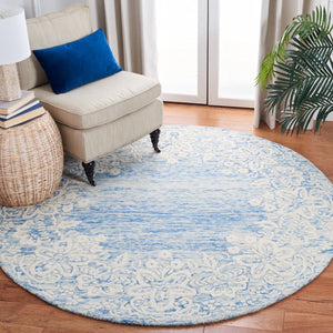 Glamour 658  Hand Tufted 100% Wool Pile Rug Blue / Ivory