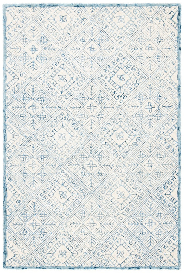 Glamour 660  Hand Tufted 100% Wool Pile Rug Blue / Ivory