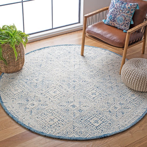 Glamour 660  Hand Tufted 100% Wool Pile Rug Blue / Ivory