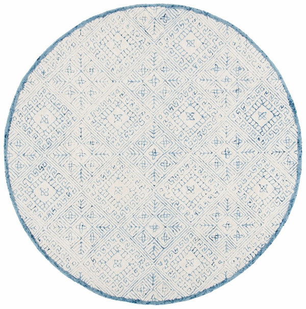 Glamour 660  Hand Tufted 100% Wool Pile Rug Blue / Ivory