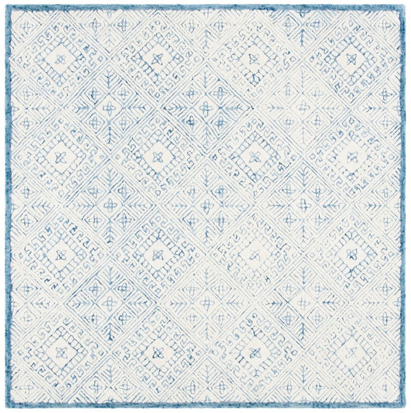 Glamour 660  Hand Tufted 100% Wool Pile Rug Blue / Ivory