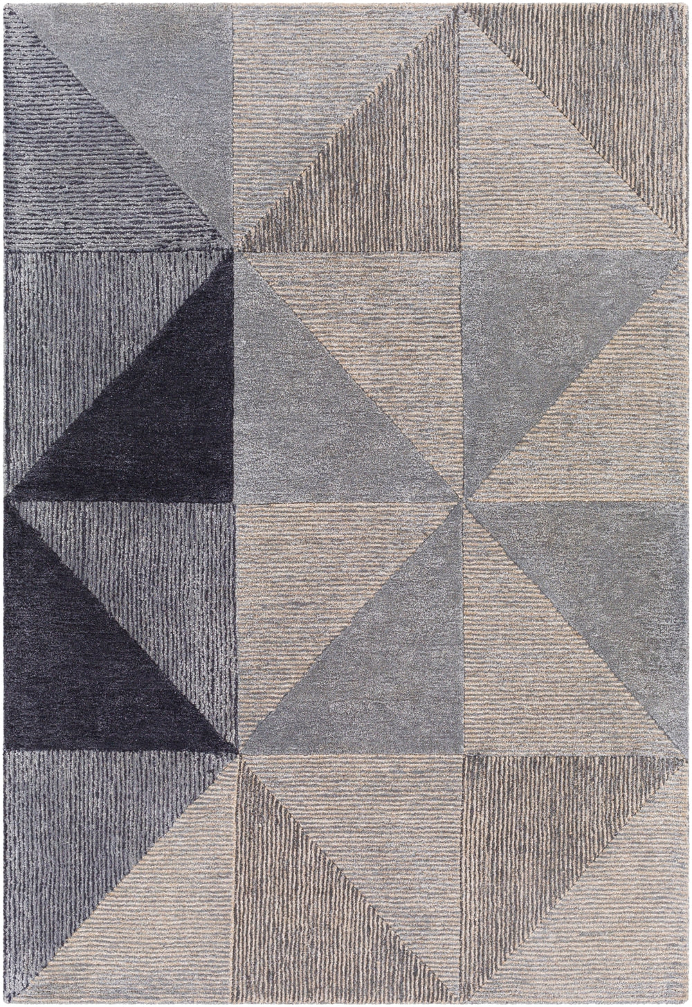 Glasgow GLS-2300 Modern Viscose, Wool Rug GLS2300-81012 Light Gray, Medium Gray, Navy, Pale Blue 60% Viscose, 40% Wool 8'10" x 12'