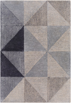 Glasgow GLS-2300 Modern Viscose, Wool Rug GLS2300-81012 Light Gray, Medium Gray, Navy, Pale Blue 60% Viscose, 40% Wool 8'10" x 12'