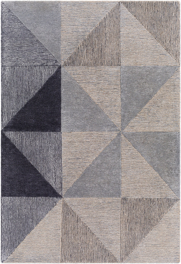 Glasgow GLS-2300 Modern Viscose, Wool Rug GLS2300-81012 Light Gray, Medium Gray, Navy, Pale Blue 60% Viscose, 40% Wool 8'10" x 12'