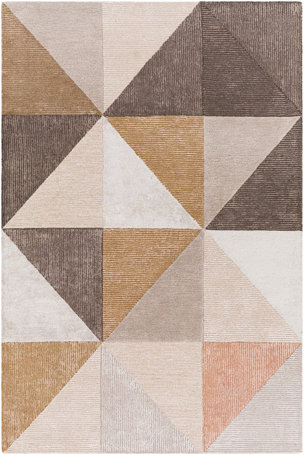 Glasgow GLS-2301 Modern Viscose, Wool Rug GLS2301-81012 Beige, Camel, Light Gray, Medium Gray, Charcoal, Pale Pink 60% Viscose, 40% Wool 8'10" x 12'