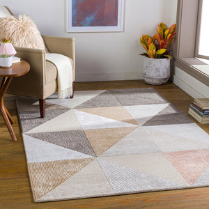 Glasgow GLS-2301 Modern Viscose, Wool Rug GLS2301-81012 Beige, Camel, Light Gray, Medium Gray, Charcoal, Pale Pink 60% Viscose, 40% Wool 8'10" x 12'