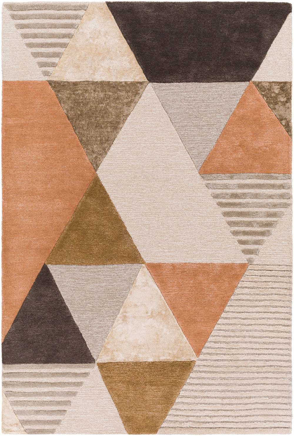 Glasgow GLS-2302 Modern Viscose, Wool Rug GLS2302-81012 Pale Pink, Taupe, Light Gray, Medium Gray, Charcoal, Camel 60% Viscose, 40% Wool 8'10" x 12'