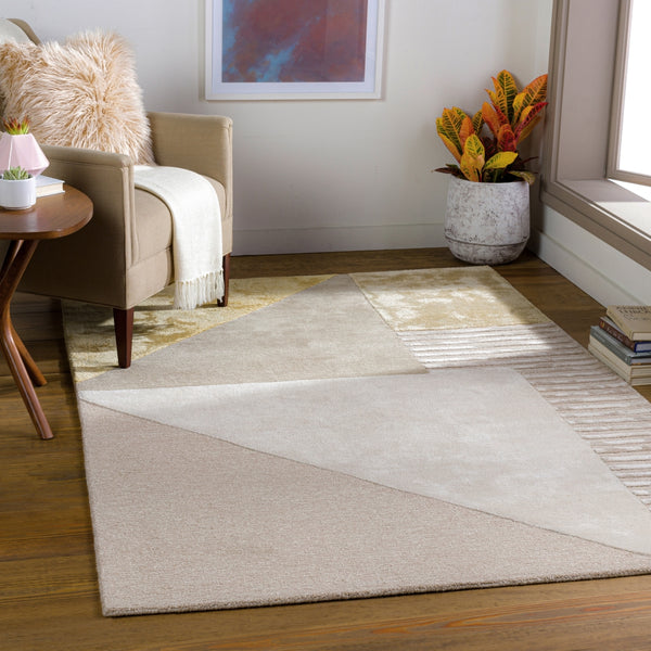 Glasgow GLS-2303 Modern Viscose, Wool Rug GLS2303-81012 Cream, Beige, Taupe, Saffron 60% Viscose, 40% Wool 8'10" x 12'