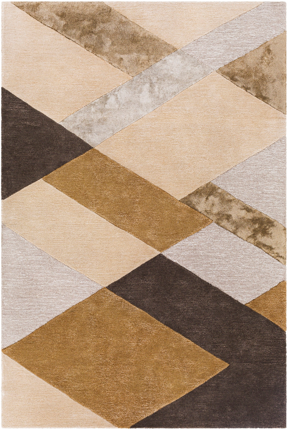 Glasgow GLS-2305 Modern Viscose, Wool Rug GLS2305-81012 Charcoal, Beige, Light Gray, Taupe, Camel, Medium Gray 60% Viscose, 40% Wool 8'10" x 12'