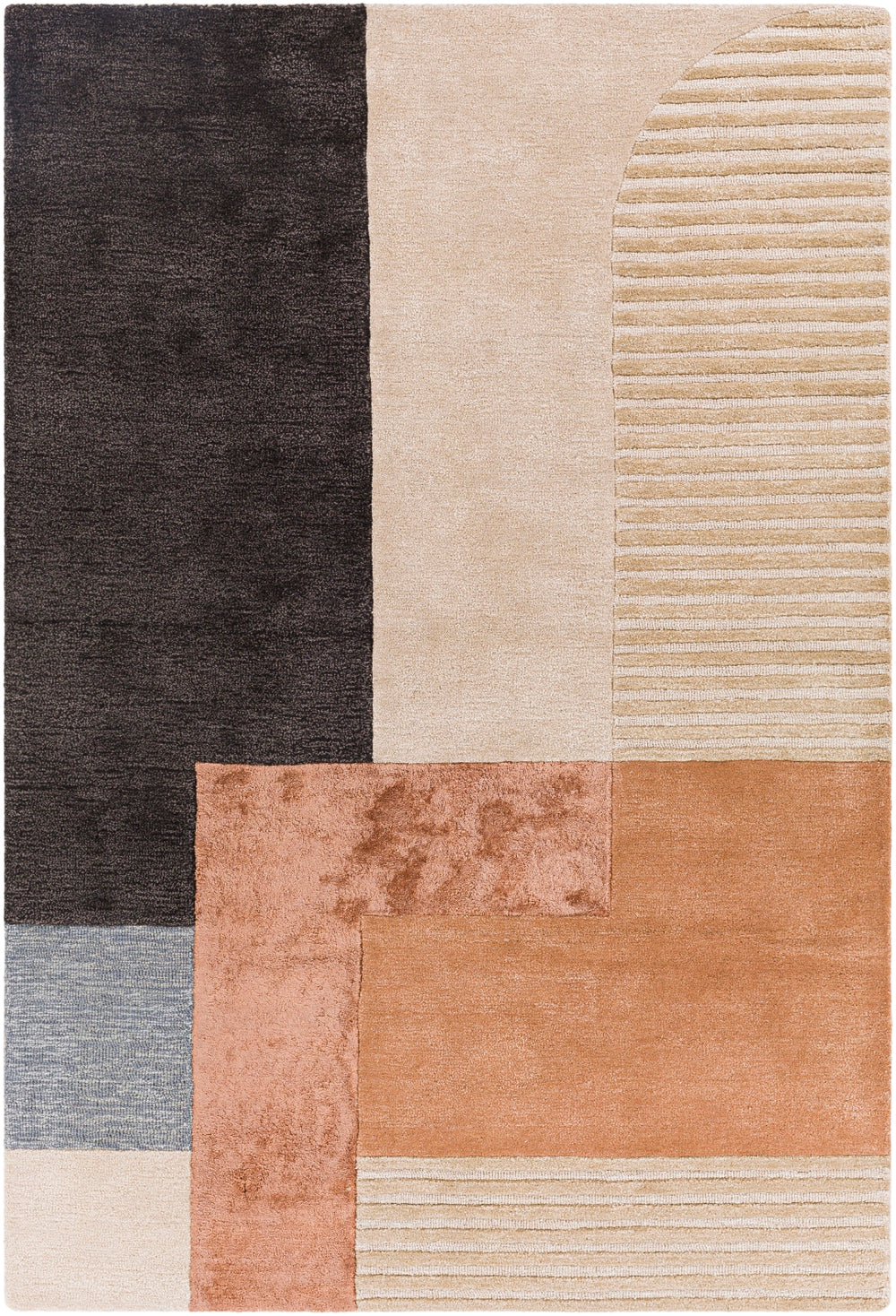 Glasgow GLS-2306 Modern Viscose, Wool Rug GLS2306-81012 Beige, Rose, Charcoal, Denim, Burnt Orange 60% Viscose, 40% Wool 8'10" x 12'