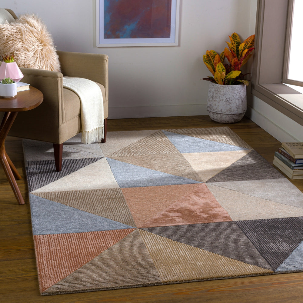 Glasgow GLS-2308 Modern Viscose, Wool Rug GLS2308-81012 Rose, Denim, Charcoal, Taupe, Beige, Light Gray, Medium Gray, Pale Pink 60% Viscose, 40% Wool 8'10" x 12'