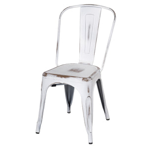 Metropolis Metal Side Chair Set of 4 - Classic Bistro Style for Dining Room or Café Decor