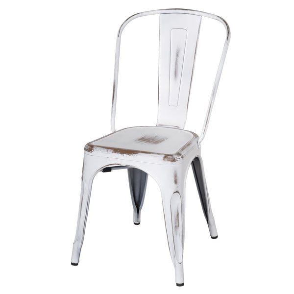 Metropolis Metal Side Chair Set of 4 - Classic Bistro Style for Dining Room or Café Decor