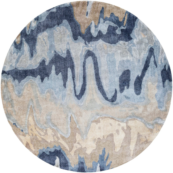 Gemini GMN-4021 Modern Viscose Rug GMN4021-8RD Beige, Denim, Navy, Light Gray, Ivory 100% Viscose 8' Round