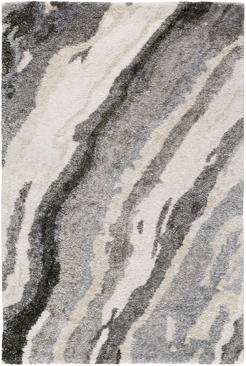 Gemini GMN-4034 Modern Viscose Rug GMN4034-913 Charcoal, Medium Gray, Light Gray, Ivory 100% Viscose 9' x 13'