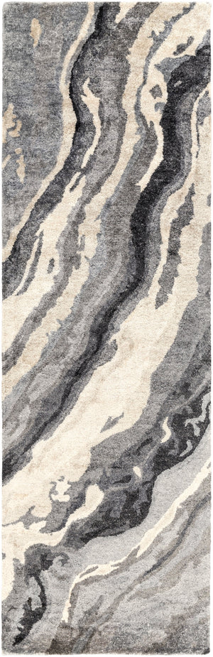 Gemini GMN-4034 Modern Viscose Rug GMN4034-312 Charcoal, Medium Gray, Light Gray, Ivory 100% Viscose 3' x 12'