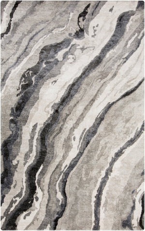 Gemini GMN-4034 Modern Viscose Rug GMN4034-58 Charcoal, Medium Gray, Light Gray, Ivory 100% Viscose 5' x 8'